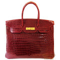 エルメス バーキン35　ルージュH　ポロサス　G金具 【未使用品】 HERMES Birkin35 Rouge H Crocodile Porosus Lisse