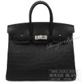 エルメス　バーキン25　黒　ブラック　オーストリッチ　シルバー金具 【新品】HERMES Birkin25 Black Ostrich Silver Buckle【NEW】
