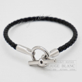 エルメス　レザーブレスレット　”グレナン”　ブラック　黒　スイフト　シルバー金具　T1　【未使用品】 HERMES Bracelet "Glenan" Black Swift Silver Buckle 【UNUSED】