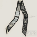 エルメス　ツイリースカーフ　"ブリッド・ア・ブロック/詩的な目録"　ブラック×グレー×クレーム　【新品】HERMES Twilly Scarf  "Inventaire Poetique de Brides a Bloc" Black×Gris×Creme 【NEW】