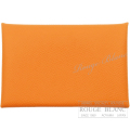 エルメス　カルヴィ　カードケース　名刺入れ　オレンジ　エプソン　【新品】 HERMES Calvi Cardcase Orange Epsom 【NEW】
