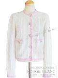 シャネル　2024　カーディガン　ホワイト×ピンク　＃34　タグ付　P76957　【新品】 CHANEL Cardigan White×Pink 【NEW】