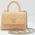 シャネル　ココハンドル　ミニ　チェーンバッグ　ベージュ　キャビアスキン　ゴールド金具 【新品同様】 CHANEL Coco handle Mini Beige Chain shoulder bag【USED】