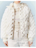 シャネル　22N　キルティングジャケット　ダウン　ツイード　アイボリー　#36　タグ付　P732337【新品】　CHANEL Quilted jacket Tweed Ivory 【NEW】