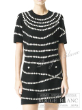 シャネル　2025　カシミア　ニットワンピース　ブラック×ホワイト　パール　#36　P79228K11441　【新品同様】 CHANEL Knit  One piece Dress Black×White【USED】