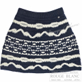 シャネル　ニットスカート　ネイビー×ホワイト　カシミヤ×ウール　#36　18A　P59177　【中古】 CHANEL Knit Skirt Navy×White 【USED】