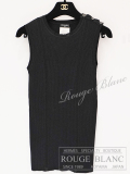 シャネル　ノースリーブリブニット　カットソー　ブラック　＃36　ココマーク　P45355 【中古】 CHANEL  Sleeveless Knit Tops Black 【USED】