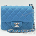 シャネル　ミニマトラッセ　チェーンバッグ　ブルー　キャビアスキン　シルバー金具 【中古】CHANEL Mini Matelasse Chain Bag  Blue Caviar skin Silver Buckle 【USED】