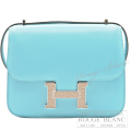 エルメス　コンスタンスミニ　ブルーアトール　タデラクト　リザードシルバー金具　ショルダーバッグ 【中古】HERMES Constance mini Bleu atoll Tadelakt Lizard Silver Buckle【USED】