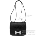 エルメス　コンスタンスミニ　黒　ブラック　クロコダイル　アリゲーターリセ　シルバー金具　ショルダーバッグ　【新品】　HERMES Constance mini Black Crocodile Alligator Lisse Silver Buckle 【NEW】