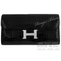 エルメス　コンスタンスロング　トゥーゴー　黒　ブラック　クロコダイル　アリゲーターリセ　シルバー金具  【新品】HERMES Constance long To Go Black Crocodile Alligator Lisse Silver Buckle 【NEW】
