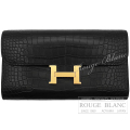エルメス　コンスタンスロング　トゥーゴー　黒　ブラック　クロコダイル　アリゲーターマット　ゴールド金具  【新品】HERMES Constance long To Go Black Crocodile Alligator Mat Gold Buckle 【NEW】