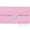 エルメス　コンスタンスロング　トゥーゴー　ローズバブルガム　オーストリッチ　シルバー金具　【新品同様】 HERMES Constance long To Go Rose bubblegum Ostrich Silver Buckle 【USED】