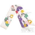 エルメス　ツイリースカーフ　刺しゅう入り　"ガルド・ローブ・ポップ"　ブラン×マルチカラー【新品】 HERMES Embroidered Twilly Scarf  "Garde Robe Pop" Blanc×Multi color 【NEW】