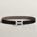 エルメス　ベルトバックル 《H》 & リバーシブルレザーベルト　95cm　32 mm　ブラック×エタン　シルバー金具【新品】 HERMES Belt Buckle 《H》Black×Etain Silver Buckle 【NEW】
