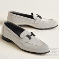 エルメス　モカシン　ローファー　”パリ”   プリュノワール　トワルアッシュ　#37 【新品】HERMES Loafer  "Paris"  Prunoir Toile H 【NEW】