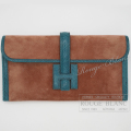 エルメス　ジジェ　エラン29　ブラウン×ブルー/スエード×リザード　クラッチバッグ 【未使用品】 HERMES Jige Elan29 Brown×Bleu /Suede×Lizard Clutch Bag【UNUSED】