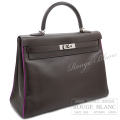 エルメス　ケリー35　バイカラー　ショコラ×シクラメン　ボックスカーフ　シルバー金具　内縫い【中古】 HERMES Kelly35 Bi color Chocolat×Cyclamen Veau Box Silver buckle【USED】