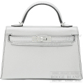 エルメス　ケリーミニ 2/ミニケリー 2　アルジャン　シェーヴルシャムキラ　シルバー金具 　外縫い　【新品】 HERMES Mini Kelly 2 Argent Chevre chamkila Silver Buckle 【NEW】
