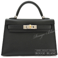 エルメス　ケリーミニ 2/ミニケリー 2　黒　ブラック　エプソン　エレクトラム金具 　外縫い 【新品】HERMES Mini Kelly 2 Black Epsom Electrum Buckle【NEW】