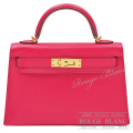 エルメス　ケリーミニ 2/ミニケリー 2　ローズエクストリーム　シェーヴル　ゴールド金具　外縫い　【中古】　HERMES Mini Kelly 2 Rose Extreme Chevre Gold Buckle 【USED】