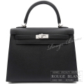 エルメス　ケリー25　外縫い　黒　ブラック　エプソン　シルバー金具　【新品】 HERMES Kelly25 Black Epsom Silver Buckle 【NEW】
