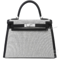 エルメス　ケリー28　外縫い　ブラック　トワルアッシュ×スイフト　シルバー金具　【新品】 HERMES Kelly28 Black Toile H×Swift Silver Buckle 【NEW】