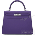 エルメス　ケリー28　外縫い　パープル　エプソン　シルバー金具　【新品】 HERMES Kelly28 Purple Epsom Silver Buckle 【NEW】