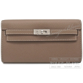 エルメス　ケリーウォレット ロング トゥーゴー　エトゥープ　エプソン　シルバー金具 　【新品】　HERMES Kelly Wallet Long To Go Etoupe Epsom Silver Buckle 【NEW】
