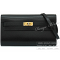 エルメス　ケリーウォレットロング　トゥーゴー　黒　ブラック　シェーヴルシャムキラ　エレクトラム金具　【新品】　HERMES Kelly Wallet Long To Go Black Chevre chamkila Electrum Buckle【NEW】