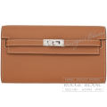 エルメス　ケリーウォレット ロング トゥーゴー　ゴールド　ヴォーエバーカラー　シルバー金具　【新品】　HERMES Kelly Wallet Long To Go Gold Veau Evercolor Silver Buckle 【NEW】