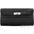 エルメス　ケリーウォレットロング　トゥーゴー　黒　ブラック　エプソン　シルバー金具　【新品】　HERMES Kelly Wallet Long To Go Black Epsom Silver Buckle【NEW】