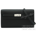 エルメス　ケリーウォレットロング　トゥーゴー　黒　ブラック　エプソン　シルバー金具　【新品】　HERMES Kelly Wallet Long To Go Black Epsom Silver Buckle【NEW】