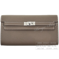 エルメス　ケリーウォレット ロング トゥーゴー　エトゥープ　エプソン　シルバー金具　【新品】　HERMES Kelly Wallet Long To Go Etoupe Epsom Silver Buckle 【NEW】