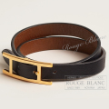 エルメス　レザーブレスレット　”ビーアピ"　ドゥブルトゥール　ブラック×フォーヴ　ゴールド金具　T4【新品】 HERMES Leather Bracelet " Black×Fauve Gold Buckle【NEW】