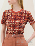 エルメス　2025 S/S　マイクロTシャツ　”ボルデュック・チェック”　ルージュサンギンヌ　#34　タグ付 【新品】 HERMES Micro T-shirt "Bolduc au Carre" Rouge Sanguine 【NEW】