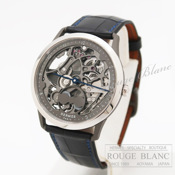 エルメス　スリム　ドゥ　エルメス　腕時計　グラファイト　ネイビー　クロコダイル　アリゲーターマット　メンズ  【新品】 HERMES Men's  Watch Slim d' Hermes Graphite Navy Crocodile Alligator Mat 【NEW】