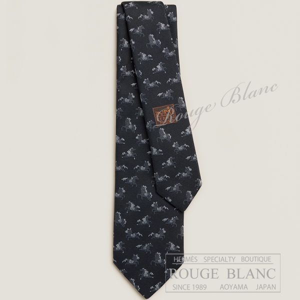 エルメス　ネクタイ　”クレイジーポニー”　ノワール×アントラシト×グレー　シルク 【新品】HERMES Tie ”Crazy Poney” Noir×Anthracite×Gris 【NEW】
