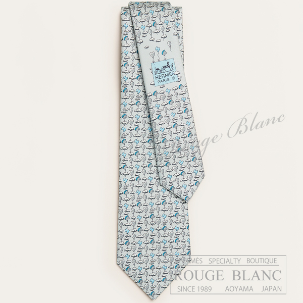 エルメス　ネクタイ　”アップ・イン・ザ・クラウド”　グリクレール×シエル×グレー　シルク 【新品】HERMES Tie ”Up in the clouds” Gris clai×rCiel×Gris【NEW】