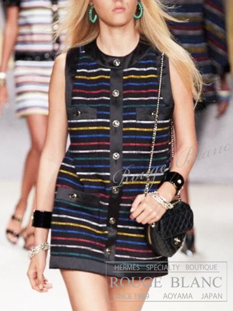 シャネル　22S　チュニック　ワンピース　ブラック×マルチカラー　＃36　タグ付　P72506　【新品】 CHANEL Tunic dress【NEW】