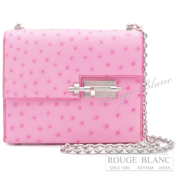 エルメス　ヴェルー チェーン ミニ　ローズバブルガム　オーストリッチ　シルバー金具　【新品】HERMES Verrou Chain mini Rose bubblegum Ostrich Buckle Silver 【NEW】