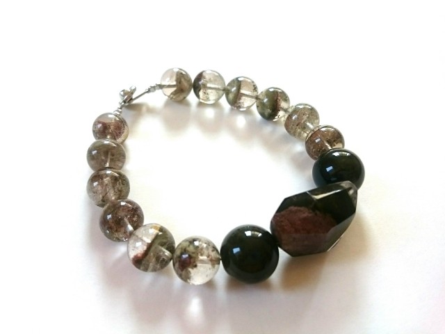 ブレス ガーデンクォーツ＆オブシディアン