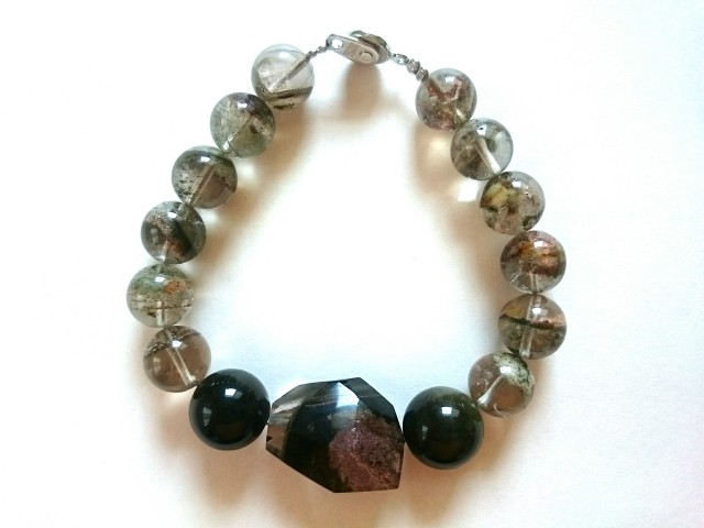 ブレス ガーデンクォーツ＆オブシディアン