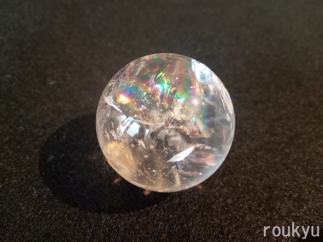 AAAAA級☆天然レインボー水晶丸玉 YTB81B1/193B09A 最高級 天然 虹入り水晶 丸玉 約48mm 穴なし 天然石