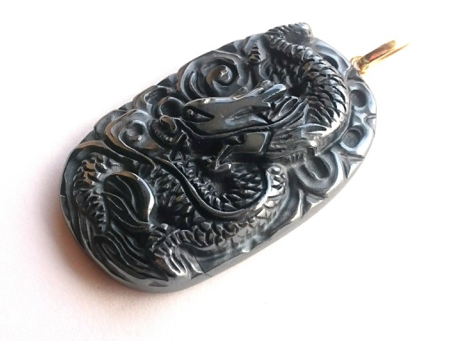 ヘマタイト（龍彫刻） / ペンダントトップ 【PT180016】