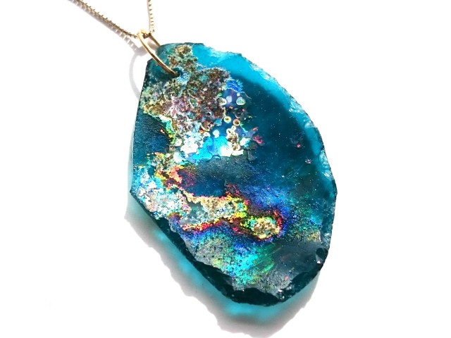 ローマングラスペンダントトップK18