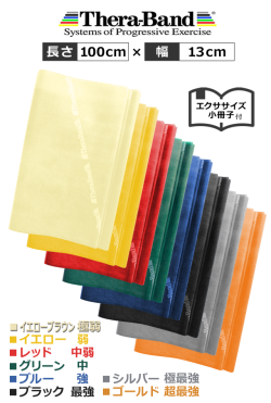100cmセラバンド Theraband【全8強度：伸縮自在 高品質ラバー】