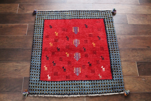 遊牧民のじゅうたん　ギャッベ（正方形　92×89cm）　1000