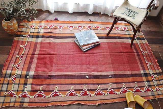 【送料無料】オールドキリム/レトロなジャジーム（195×138cm）　10305