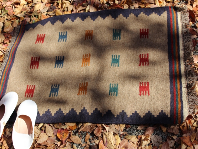 【値下げしました！】キリム　（玄関マットサイズ大 90×60cm）　5314